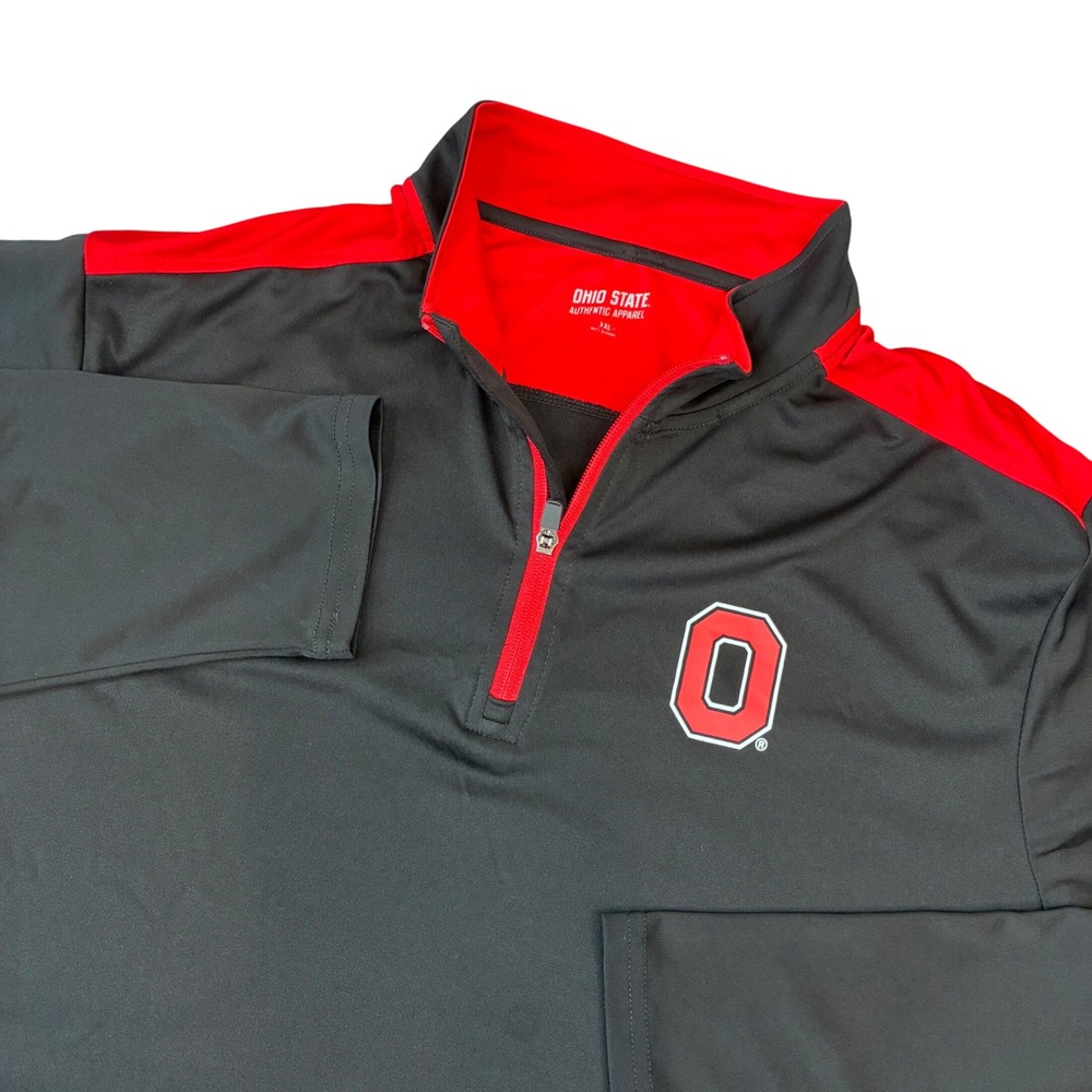 Ohio State Authentic Apparel Pullover Men XXL Black Red Quarter Zip Buckeyes